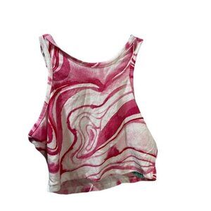 NEW Derek Heart Print Marble Tank Top‎ Cropped Small